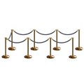 Montour Line Stanchion Post and Rope Kit Sat.Brass, 8 Flat Top 7 Gray Rope C-Kit-8-SB-FL-7-PVR-GY-PB